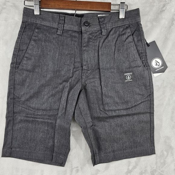 Volcom Shorts Mens Size‎ 28 Gray Skateboard Stretch Chino Casual New - Picture 1 of 10